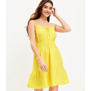 Ann Taylor LOFT Linen Blend Smocked Waist Cami Dress XS